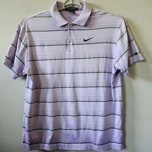Nike Tiger Woods Collection Dri-FIT Golf Polo Shirt Striped Purple‎ Black Mens L